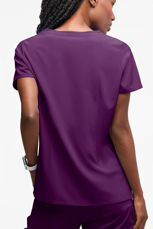 Blusa médica Easy STRETCH Salma con cuello ojo de cerradura y 3 bolsillos para mujer - Eggplant - 2