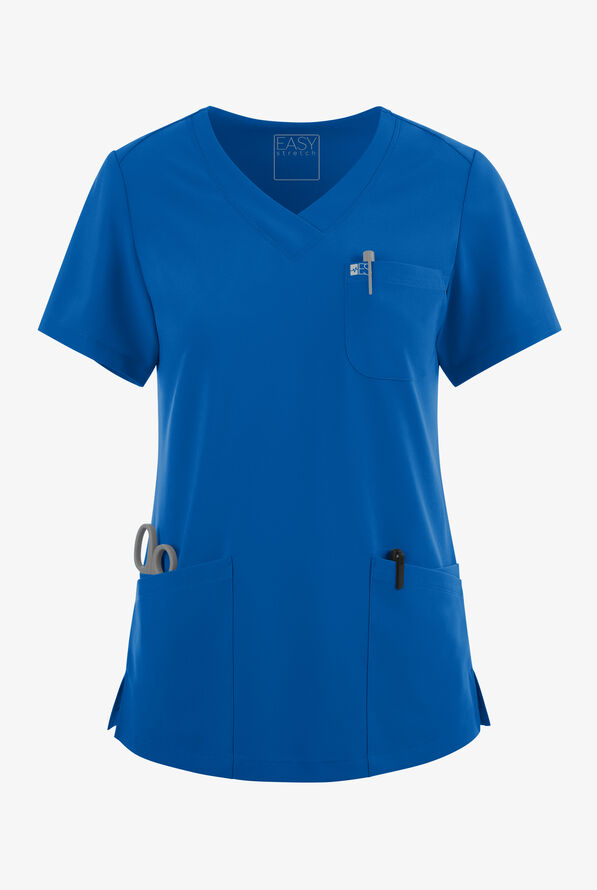 Easy STRETCH Tessa Women's 5-Pocket V-Neck Scrub Top - Royal - 1