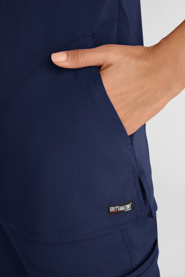 Grey's Anatomy by Barco Emerge Brylyn Women's 2-Pocket STRETCH Dolman Sleeve V-Neck Scrub Top - Indigo - 3