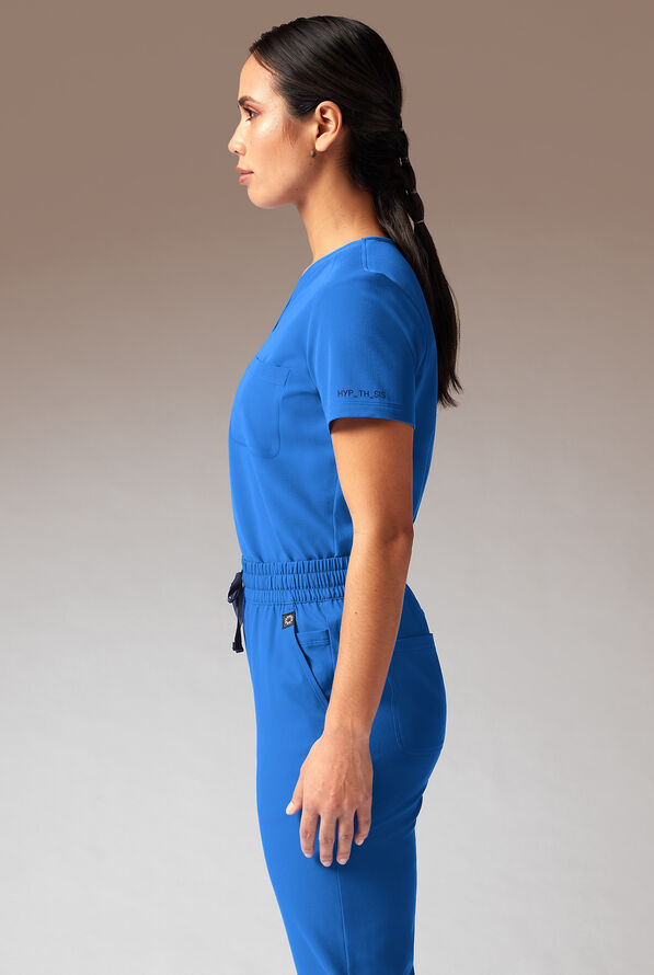Hypothesis Meta-Base Women’s Single Pocket V-Neck Tuck In/Wear Out Scrub Top - Royal - 4