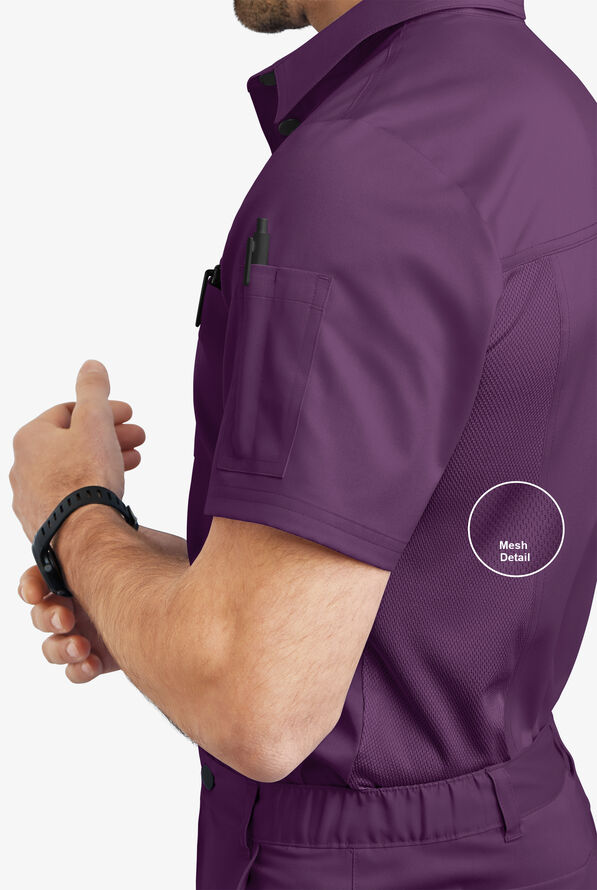 Advantage STRETCH Men's 3-Pocket Short Sleeve Polo with Back Air-Mesh Panels - Eggplant - 2