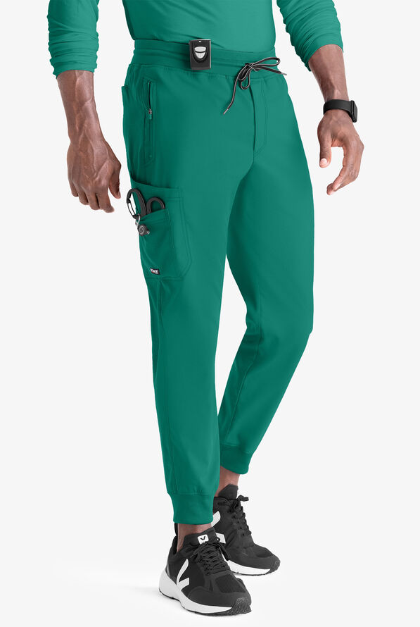Grey's Anatomy by Barco Spandex STRETCH Murphy Men's 5-Pocket Cargo Jogger Scrub Pants - Hunter - 1