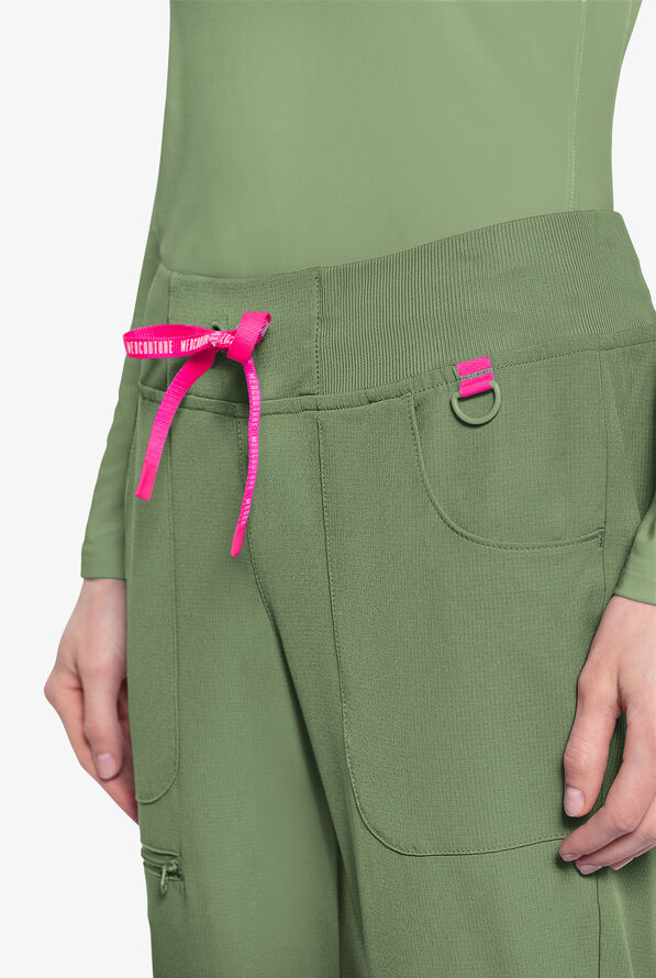 Med Couture Amp Women's 6-Pocket STRETCH Jogger Scrub Pant - Beyond Green - 3