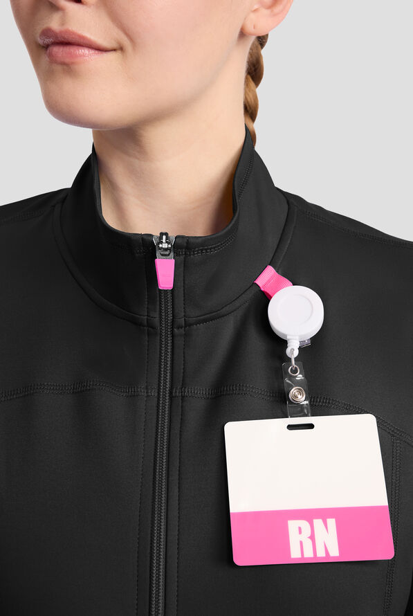 Chaqueta m&eacute;dica Med Couture Amp Knit STRETCH con cremallera y 2 bolsillos para mujer - Black - 3