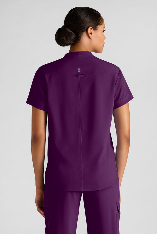 Easy STRETCH Bella Women's 1-Pocket Henley Scrub Top - Eggplant - 2