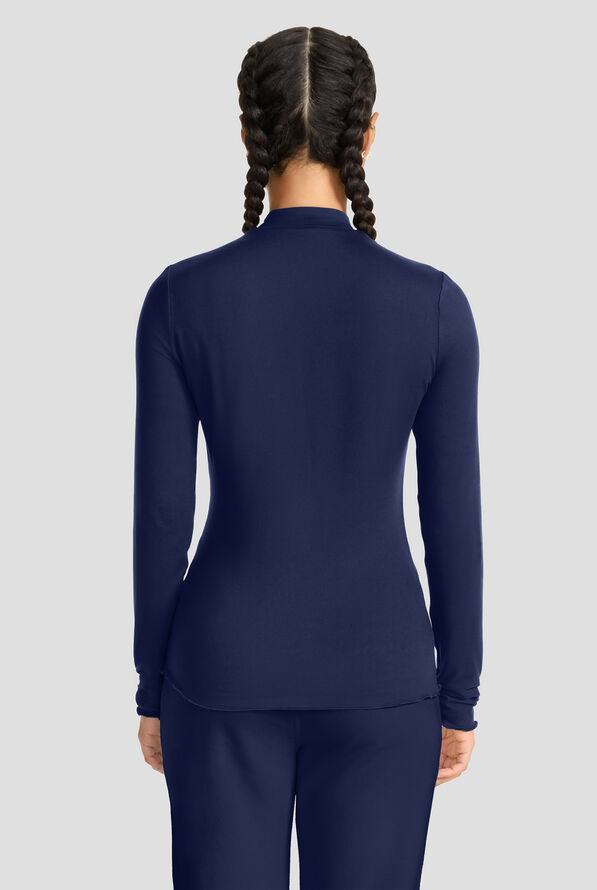 Med Couture Layers Women's STRETCH Merrow Edge Mock Neck Knit Underscrub - Navy - 4