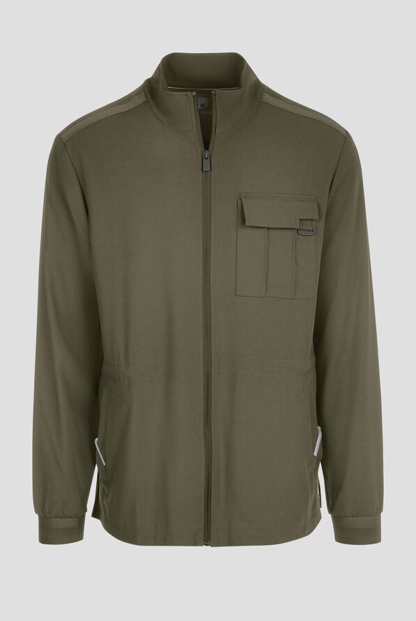 Healing Hands Quest Men's 4-Pocket STRETCH Zip Front Utility Scrub Jacket - Olive - 1
