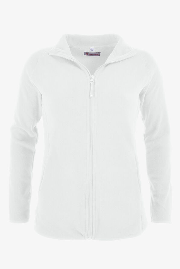 White Cross Women's 2-Pocket Fleece Zip Front Sport Scrub Jacket - White - 1