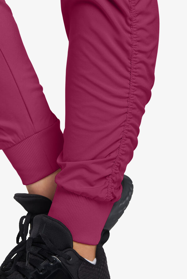 White Cross FIT Women's 4-Pocket STRETCH Ruched Jogger Scrub Pants - Raspberry Coulis - 4