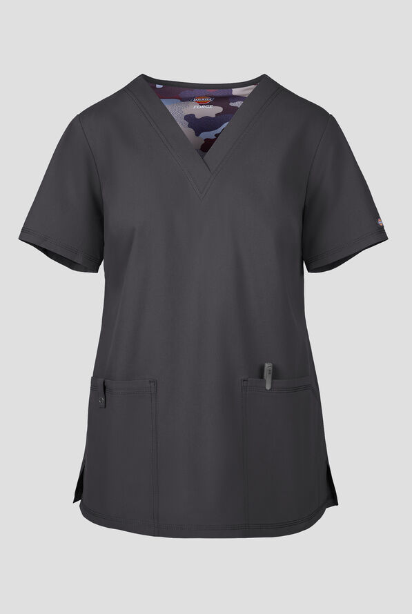 Dickies Forge Women's 2-Pocket V-Neck Scrub Top - Pewter - 1