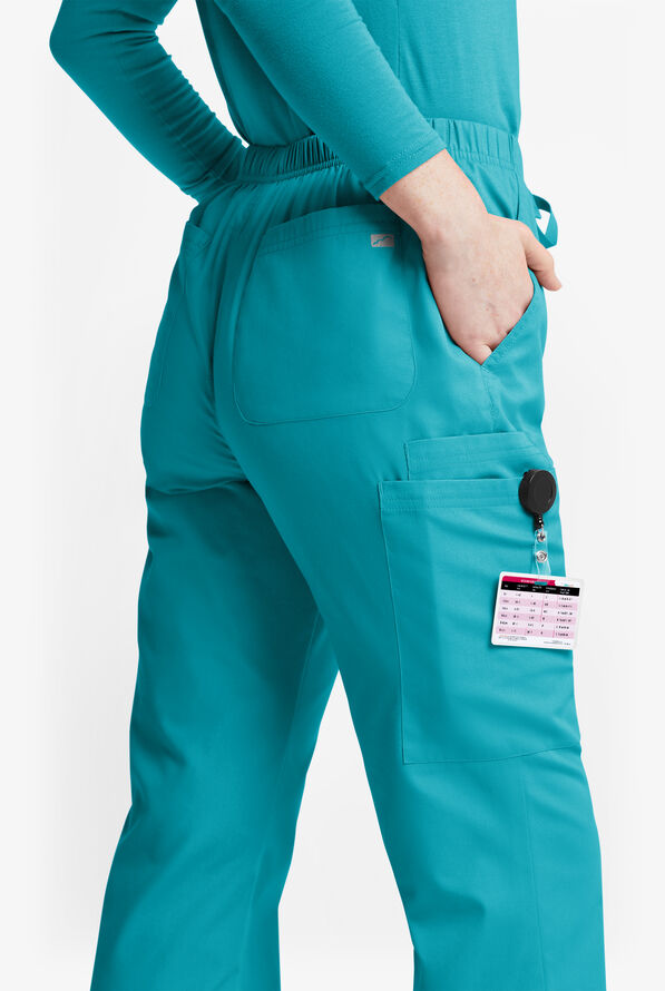 Butter-Soft Originals Women's 6-Pocket Mid Rise Flare Leg Scrub Pants - Tall - Teal - 3