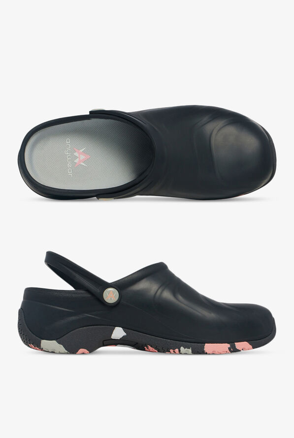 anywear zone sole focus black patent women's nursing shoes