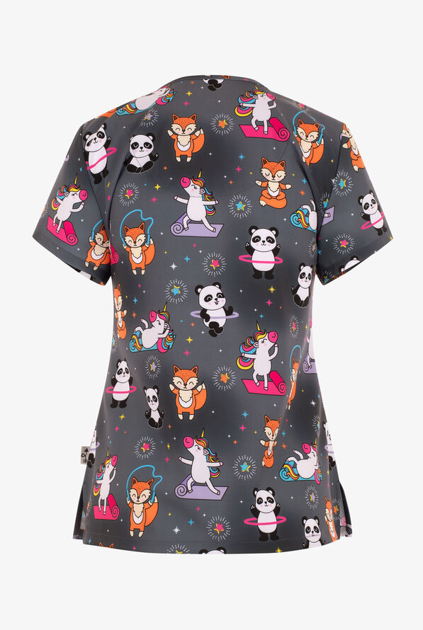 Zavate Ava Therese Just Breathe Women's 2-Pocket STRETCH V-Neck Print Scrub Top - null - 2