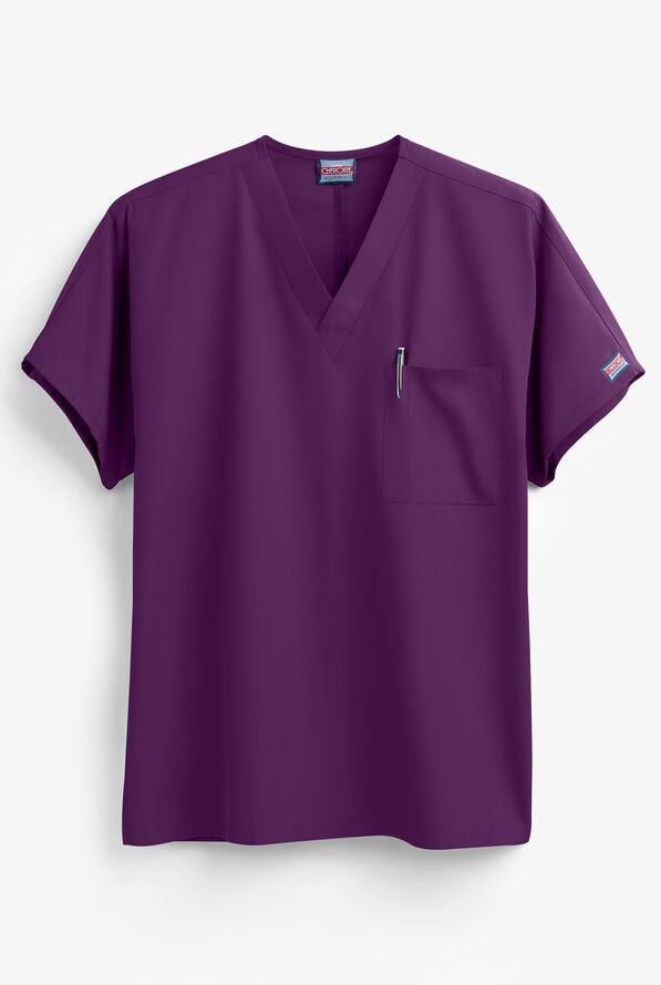 Blusa m&eacute;dica unisex Cherokee Workwear con 1 bolsillo y cuello en V - New Eggplant - 1