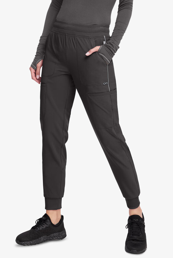 Pantalón médico Cherokee Infinity STRETCH estilo cargo jogger con 6 bolsillos para mujer - Pewter - 1