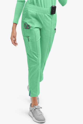 Butter-Soft STRETCH Women's 6-Pocket Pin-Tuck Crop Slim with Sport Trim Detail Scrub Pants