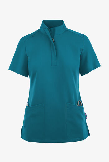 Movement by Butter-Soft Lyrae Women&rsquo;s 6-Pocket Zip Closure Neck Scrub Top