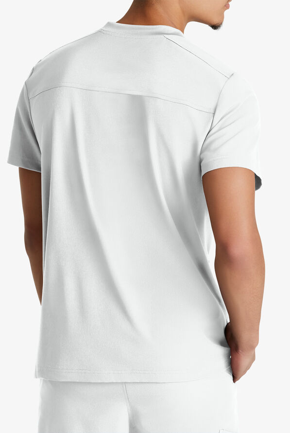 Skechers by Barco Thesis Men's 3-Pocket STRETCH Tuck In V-Neck Scrub Top - White - 4