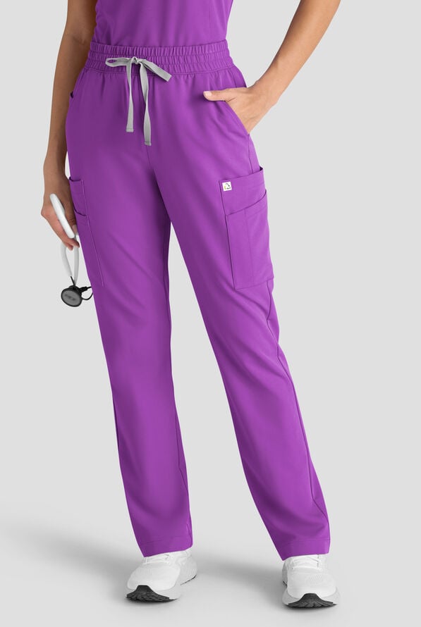 ReSurge Topaz Women's 11-Pocket Drawstring Scrub Pants - Fresh Purple - 1