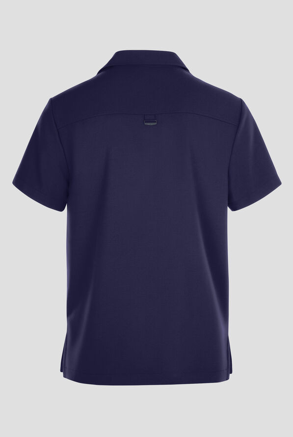Healing Hands Quest Aidan Men's 3-Pocket STRETCH Shirt Collar Scrub Top - Navy - 2