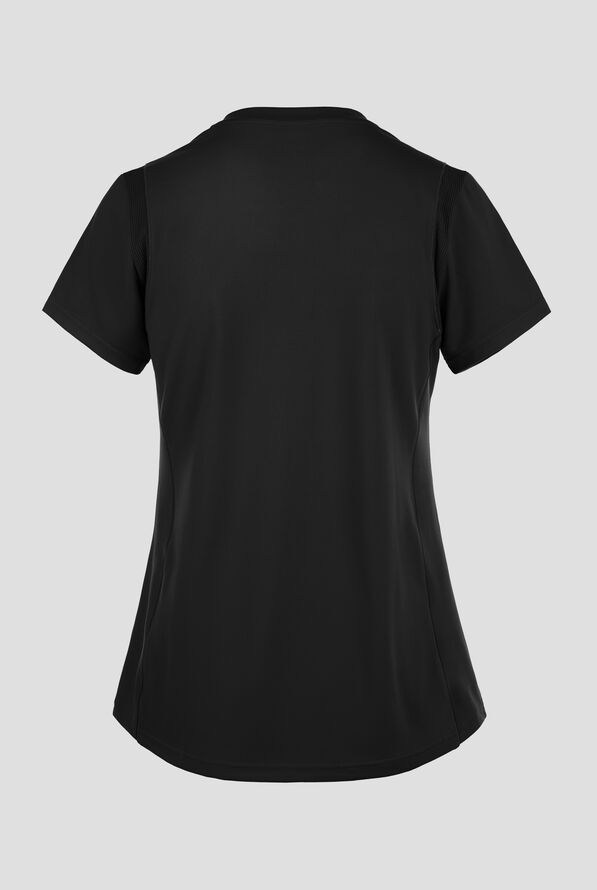 Wink Renew Knit Women's 2-Pocket STRETCH Flex N Reach Panel V-Neck Scrub Top - Black - 2