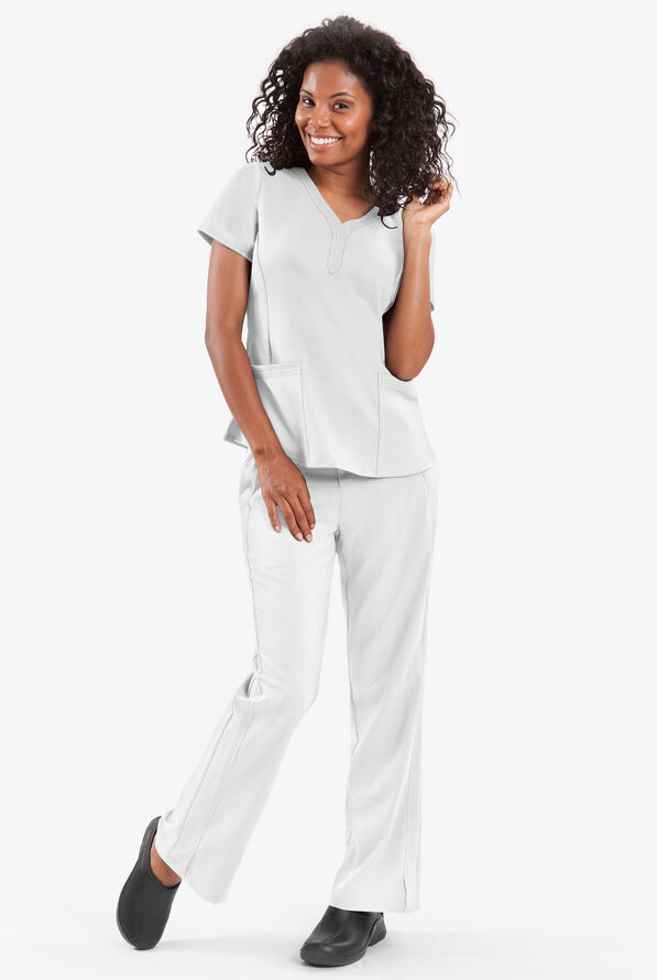 Healing Hands Purple Label Jane Women's 2-Pocket STRETCH Scrub Top - White - 2