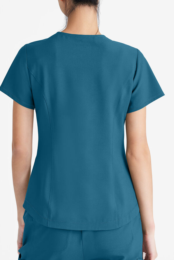 Grey's Anatomy by Barco Evolve STRETCH Rhythm Women's 2-Pocket V-Neck Scrub Top - Bahama Blue - 3