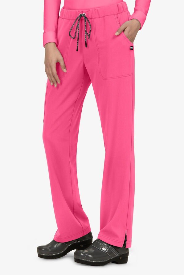 koi Next Gen Everyday Hero Women's 5-Pocket STRETCH Drawstring Cargo Scrub Pant - Petite - Geranium - 1