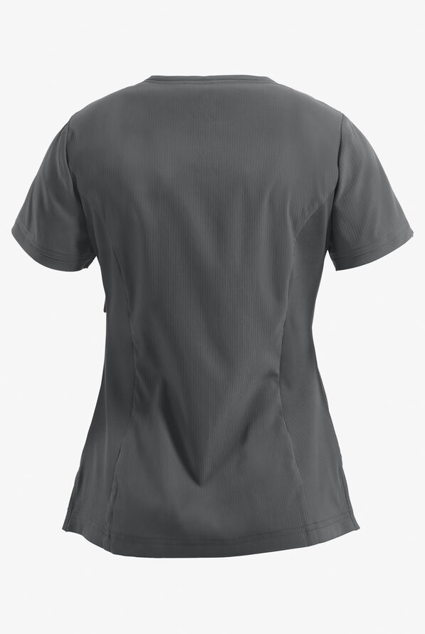 koi Lite&trade; Philosophy Women's 3-Pocket Mock Wrap Side Zipper Scrub Top - Charcoal - 2