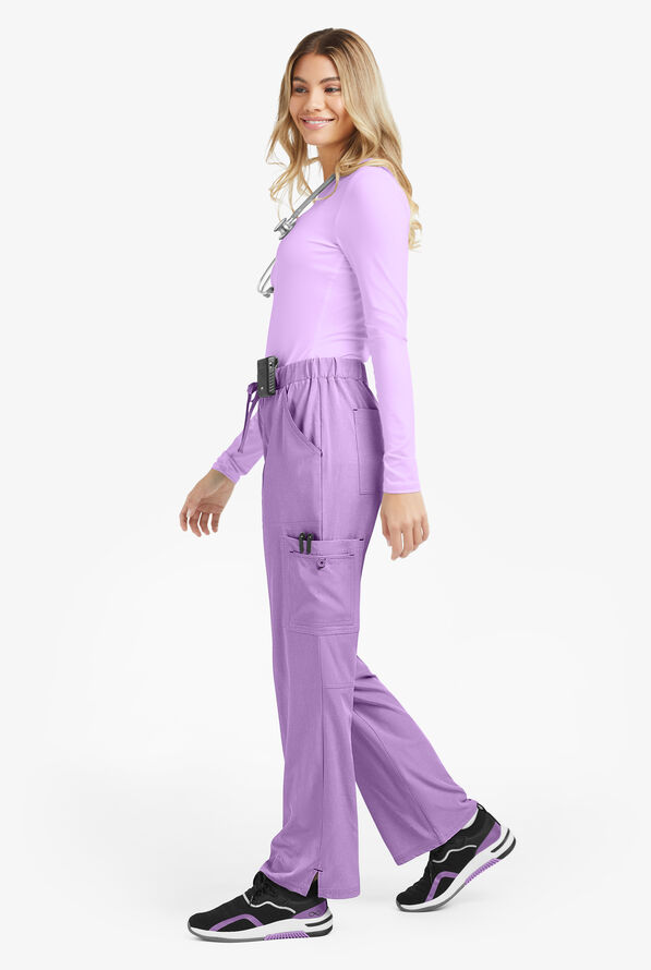koi Basics Holly Women's 8-Pocket STRETCH Cargo Scrub Pants - Heather Wisteria - 4