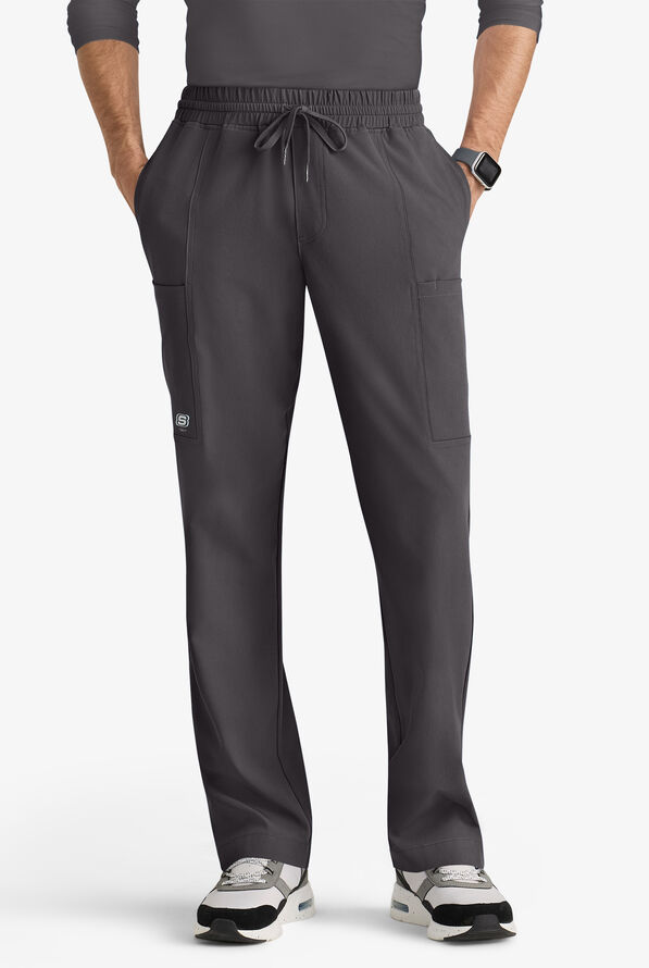 Skechers by Barco Horizon Men's 5-Pocket STRETCH Cargo Scrub Pants - Pewter - 1