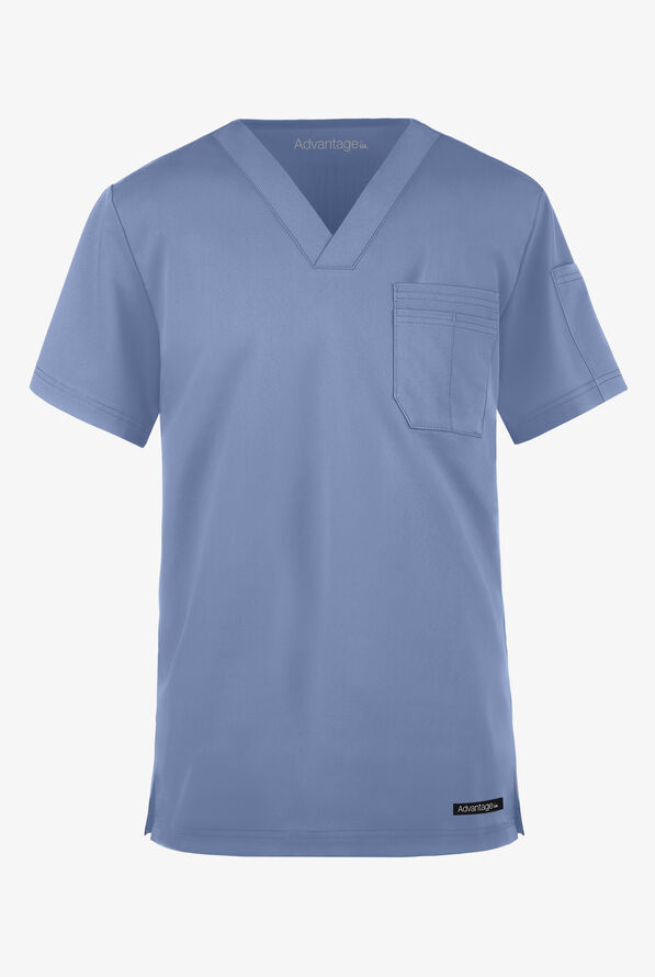Advantage STRETCH Men's 4-Pocket V-Neck Scrub Top - Ceil Blue - 1