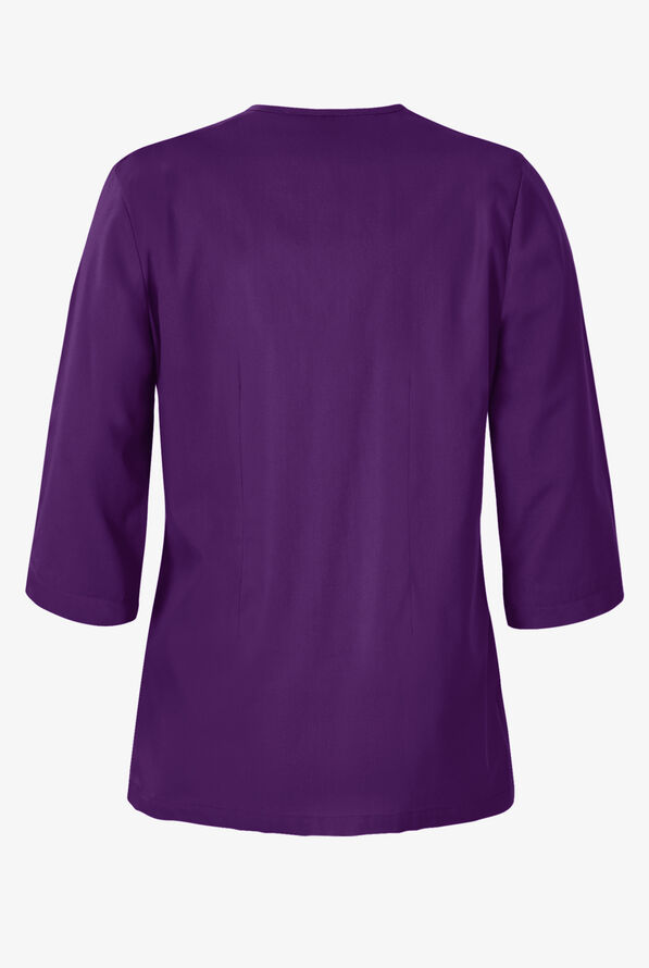Butter-Soft STRETCH Women's 4-Pocket 3/4" Sleeve Round Neck Scrub Top - Eggplant - 4