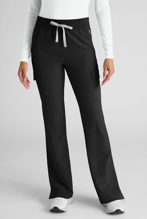 ReSurge Avon Women's 7-Pocket Flare Leg Cargo Scrub Pant - Black - 1
