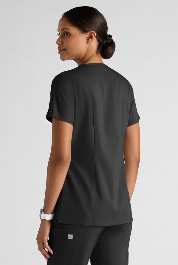 Butter-Soft STRETCH Women's 6-Pocket V-Neck Scrub Top - Black - 2