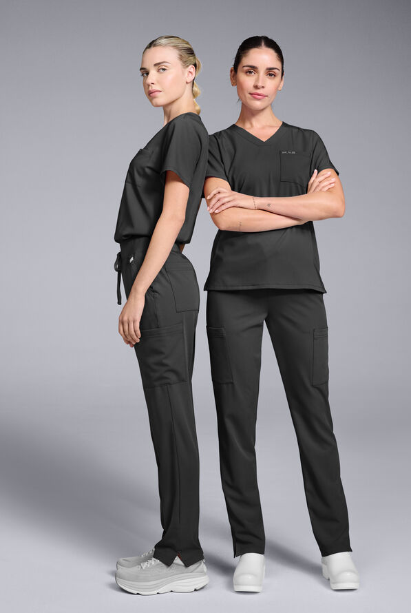Hypothesis Women's Base 7-Pocket Straight Leg Cargo Scrub Pant - Tall - Jet Black - 6
