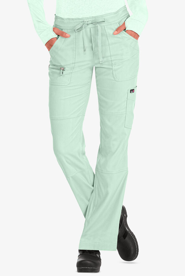 koi Lite™ Peace Women's 6-Pocket Drawstring Scrub Pants - Sage/Navy - 1