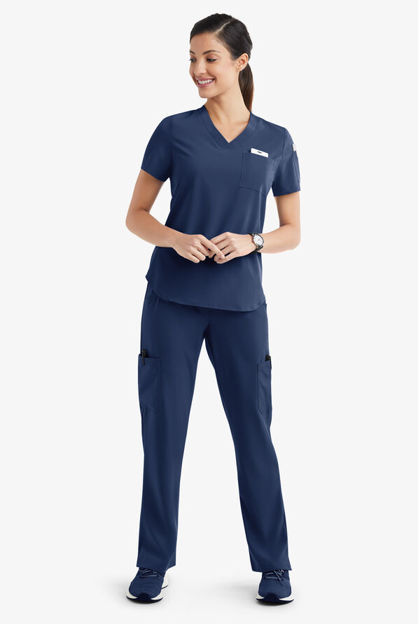 Tafford Active Stretch Women's 7-Pocket Scrub Set - Navy - 2