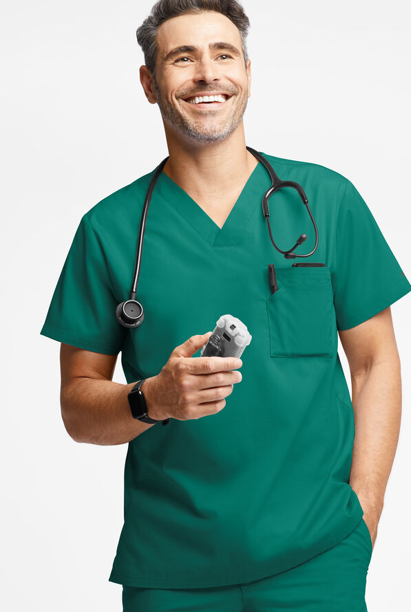 Butter-Soft Originals Men's 3-Pocket V-Neck Scrub Top - Hunter - 2