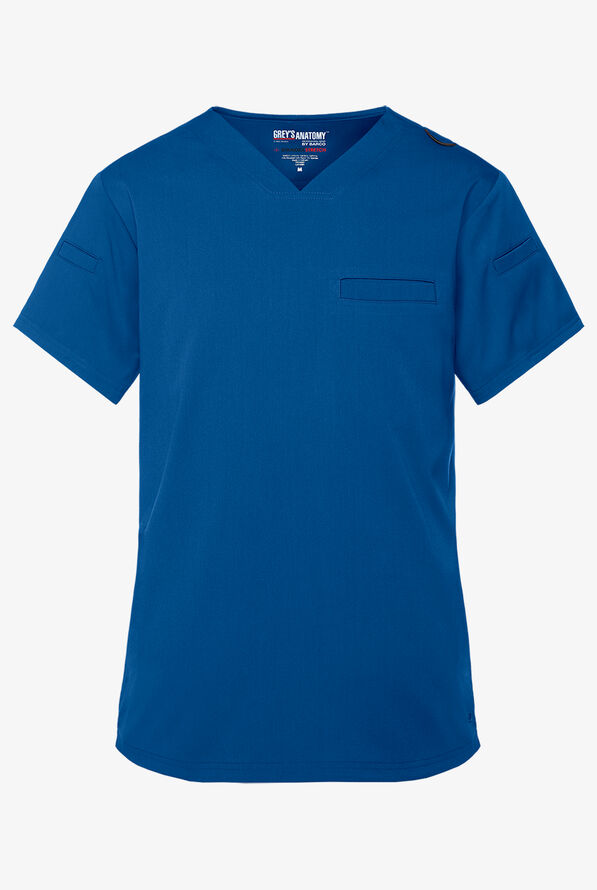 Grey's Anatomy&trade; by Barco Spandex STRETCH Wesley Men's 3-Pocket Sport V-Neck Scrub Top - Royal - 1