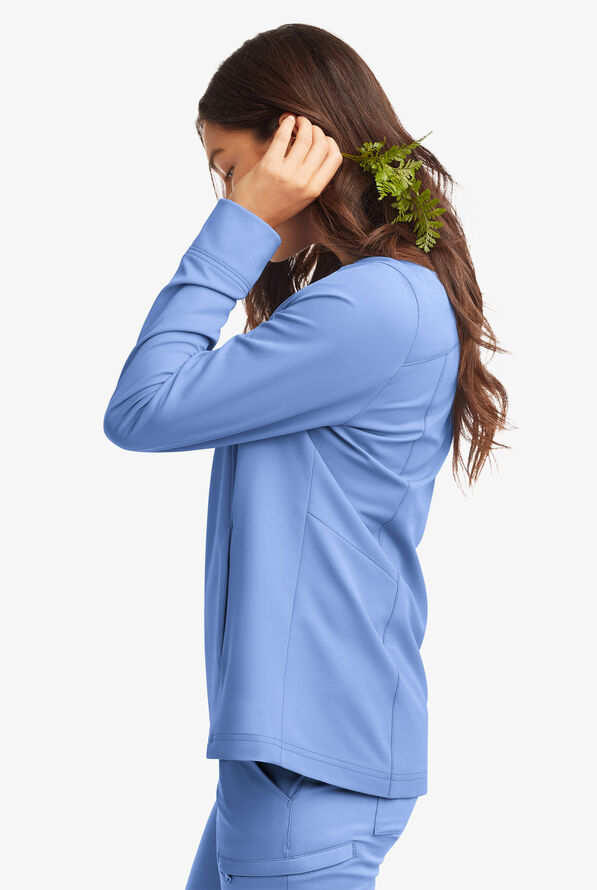 ReSurge Quartz Women&rsquo;s 6-Pocket Long Sleeve Zip Front Scrub Jacket - Ceil Blue - 3