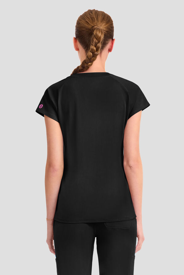 Blusa m&eacute;dica Med Couture Amp Knit STRETCH con cuello en V y 3 bolsillos para mujer - Black - 4