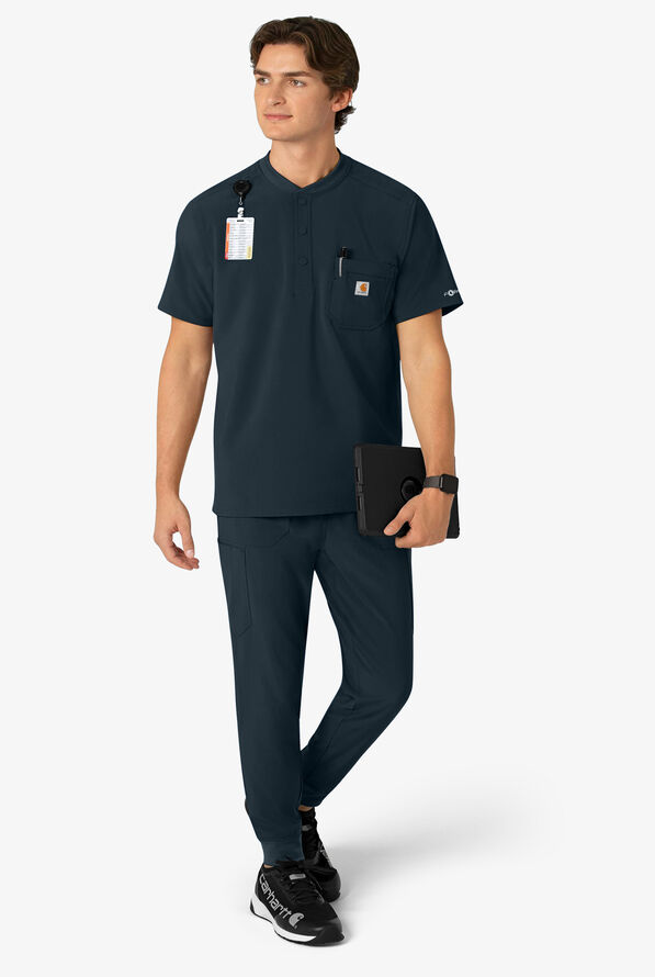 Camisa m&eacute;dica Carhartt Cross-Flex STRETCH estilo Henley con cuello y 3 bolsillos para hombre - Navy - 5