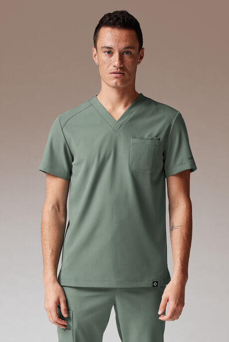 Camisa médica Hypothesis System con cuello en V y 3 bolsillos para hombre