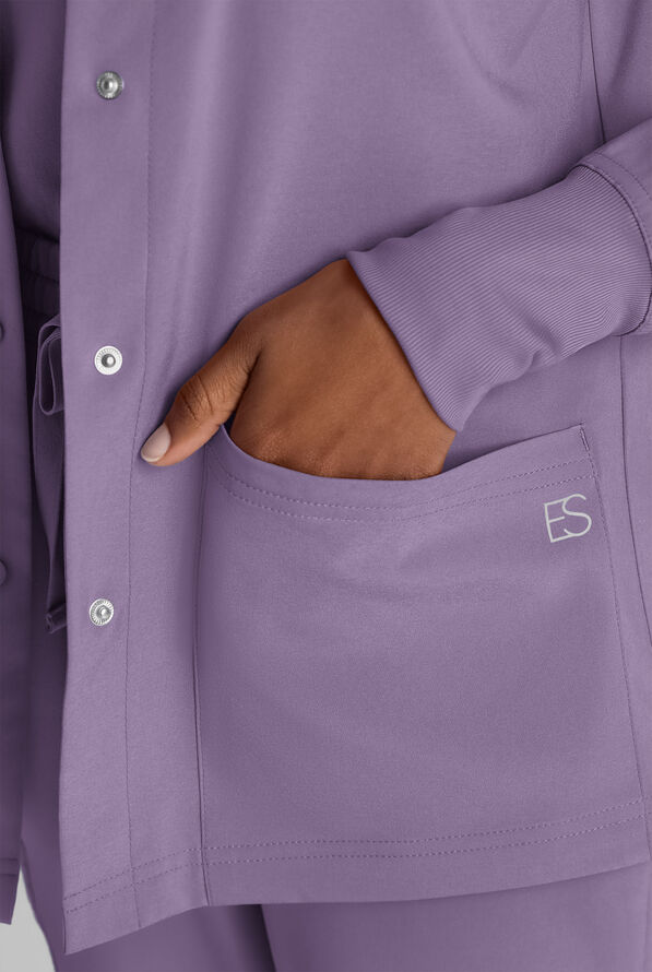 Easy STRETCH Rachel Women's 3-Pocket Snap Front Scrub Jacket - Purple Dusk - 4