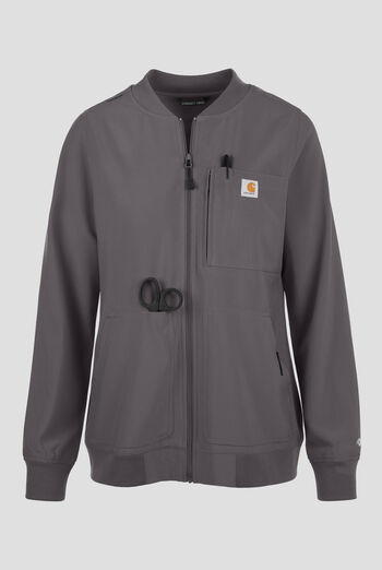 Carhartt Force Cross-Flex Rugged Flex Women's 6-Pocket Rib Trim Lightweight Zip Bomber Scrub Jacket