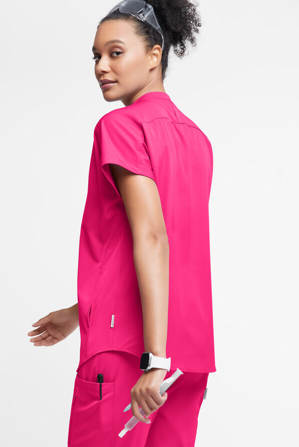WhisperLite Women’s Aerin 3-Pocket Oversized Dolman Sleeve Scrub Top - Reactive Pink - 5