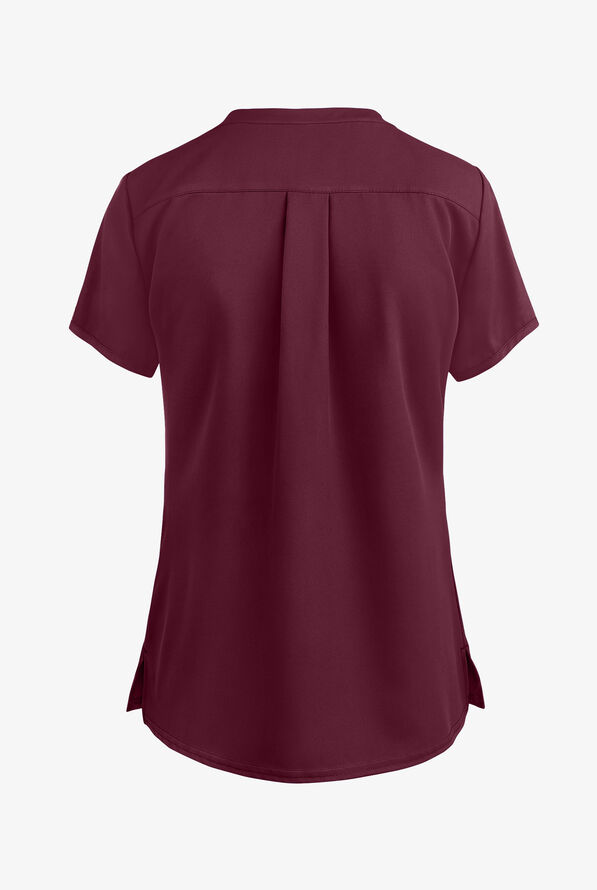 Med Couture Insight Women's 3-Pocket V-Neck Scrub Top - Wine - 3