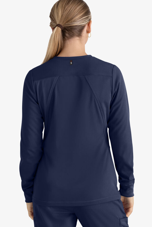 Grey's Anatomy by Barco Spandex STRETCH Gianna Women's 5-Pocket Zip Front Scrub Jacket - Indigo - 4