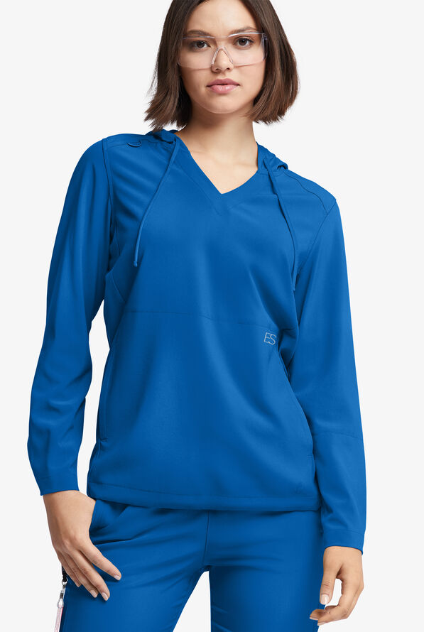 Easy STRETCH Billie Women’s 4-Pocket Pullover Scrub Hoodie - Royal - 2